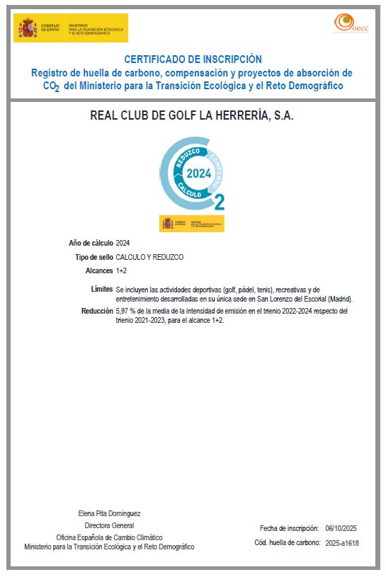 registro huella carbono golf madrid la herreria 2024